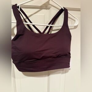 NWT Lululemon Energy Longline Sports Bra Black Plum Size 8